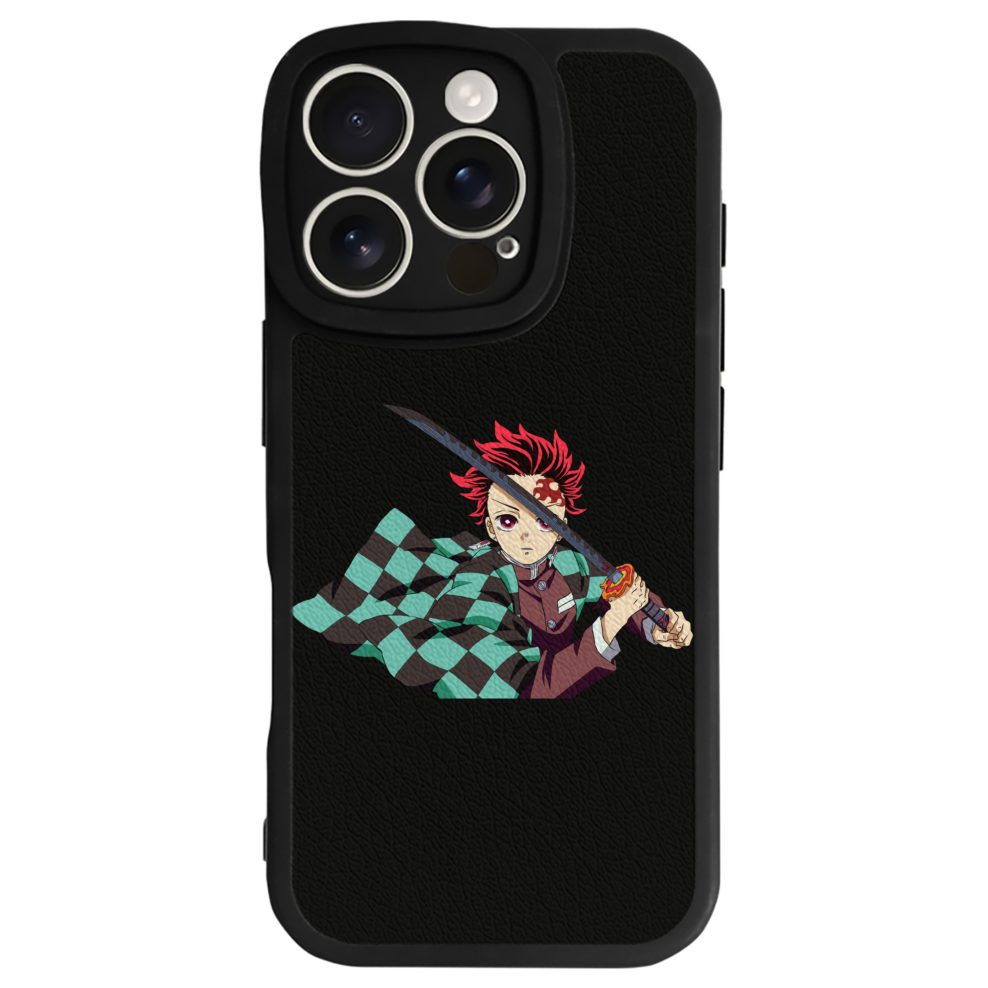 （画像用） 鬼滅の刃 竈門 炭治郎／かまど たんじろう Kamado Tanjirou 【iPhone 16シリーズ対応】シリコンスマホケース（レザー調） 材質：シリコン